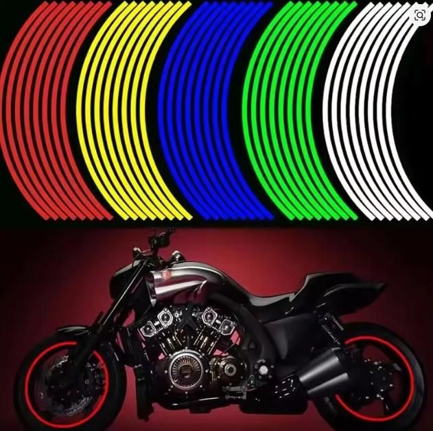🚗 Car & Bike Tyre Body Reflective Stickers – Safety Night Visibility (18 Stripes)