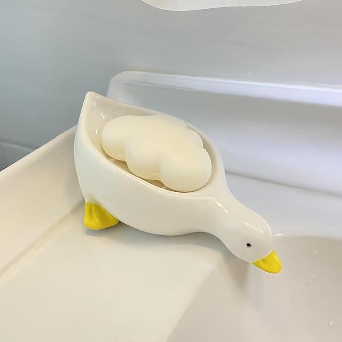 🦆 Duck Shape Soap Holder – Cute Sink Decor & Soap Stand (Pack of 2)
