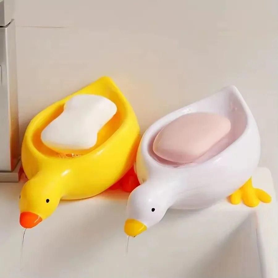 🦆 Duck Shape Soap Holder – Cute Sink Decor & Soap Stand (Pack of 2)