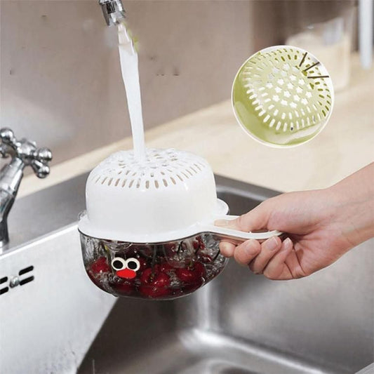 🥗 Strainer Dual-Layer Veggie & Fruit Draining Basket with Handle – BPA Free Kitchen Colander