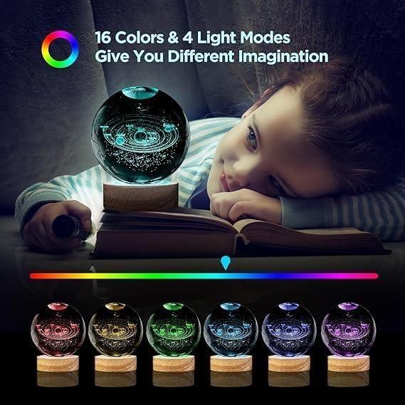 ✨ Illuminated 3D Crystal Ball Lamp – LED Night Light for Home Décor