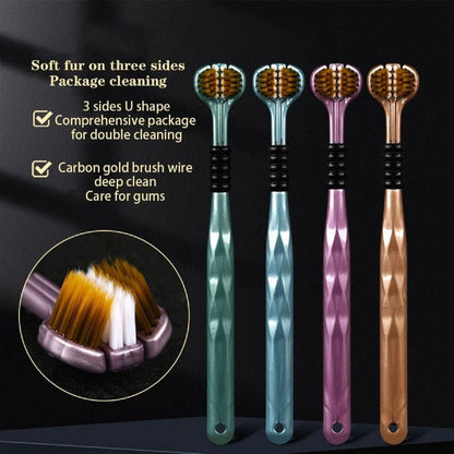 🪥 3-Sided Toothbrush – Deep Clean 360° Bristles (Pack of 2 / Pack of 4)