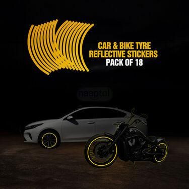 🚗 Car & Bike Tyre Body Reflective Stickers – Safety Night Visibility (18 Stripes)
