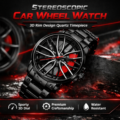 ⏱️ Stereoscopic Car Wheel Watch – 3D Rim Design Quartz Timepiece