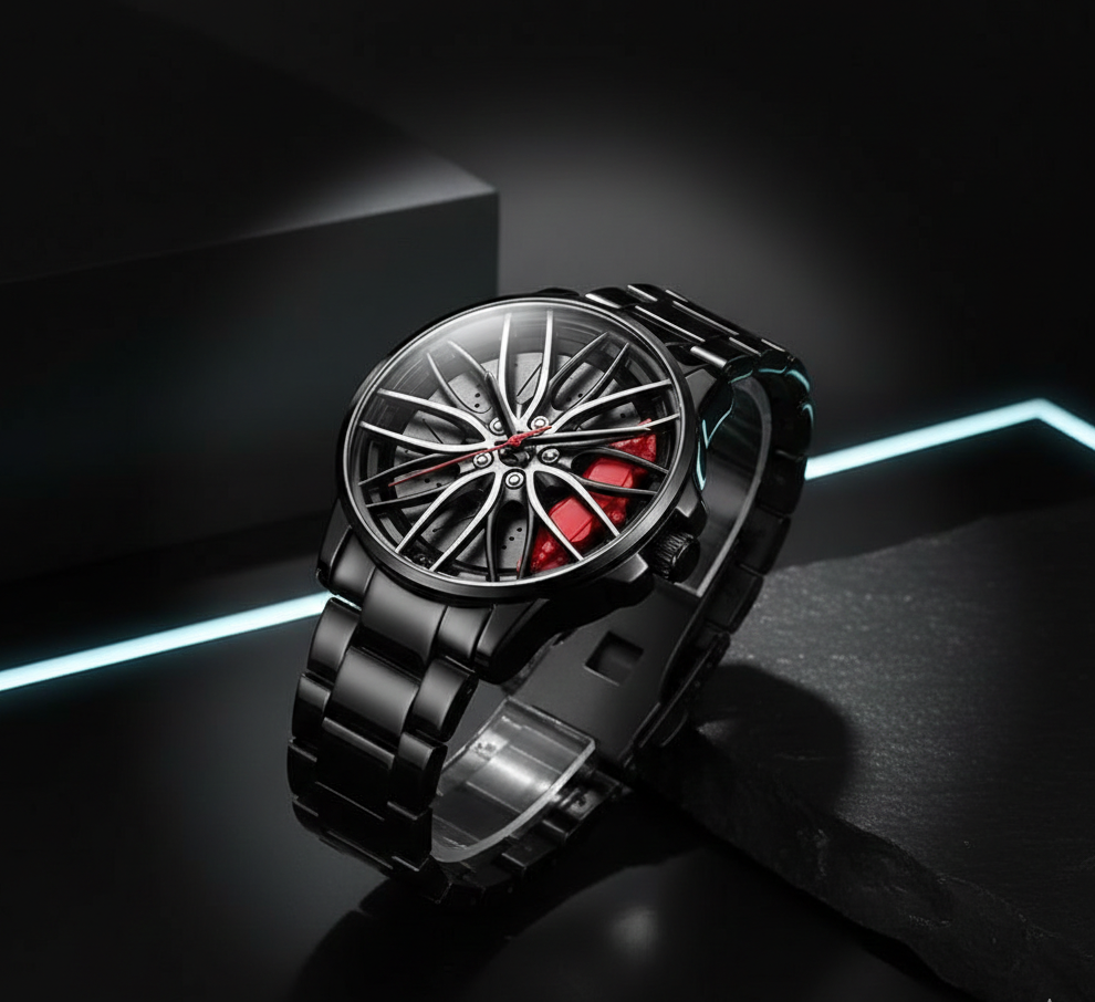 ⏱️ Stereoscopic Car Wheel Watch – 3D Rim Design Quartz Timepiece