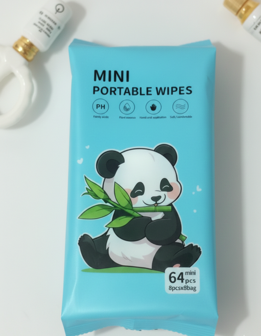 🧻 Mini Portable Disposable Baby Wipes – Travel Friendly Wet Tissues (64 Wipes)