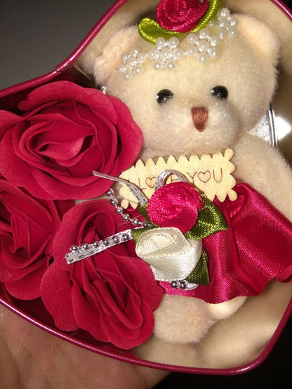 Romantic Bear Rose Gift Showpiece – Valentine’s Day Special Love Gift