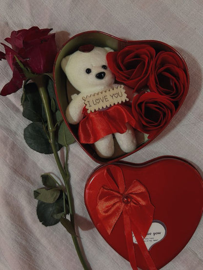 Romantic Bear Rose Gift Showpiece – Valentine’s Day Special Love Gift
